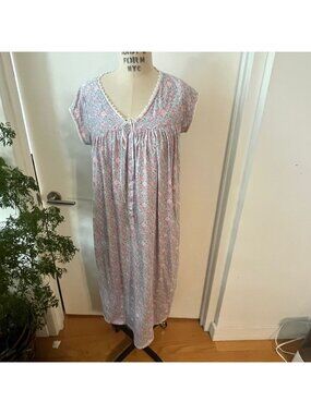 Vintage EILEEN WEST For QUEEN ANNE'S LACE 100% Cotton  Floral Nightgown Size Lar